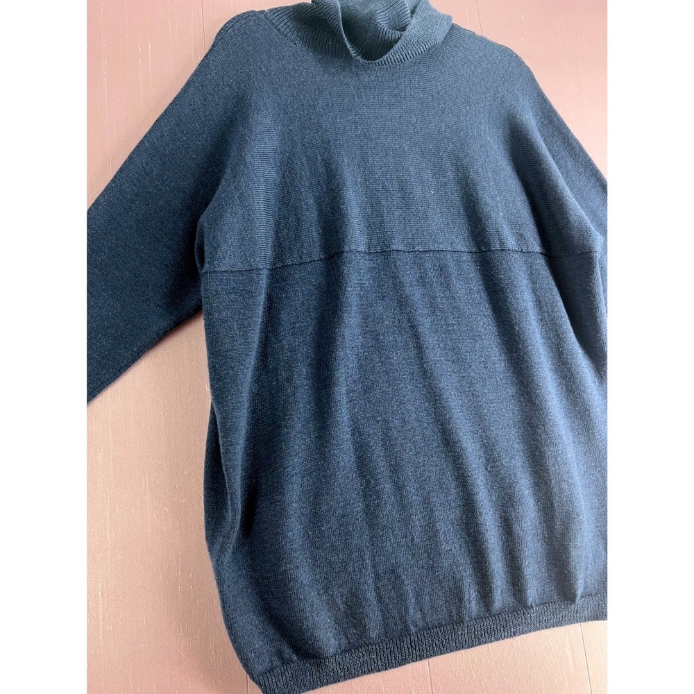 Eileen Fisher Italian Merino Wool Chic Turtleneck Oversized Sweater Navy Blue XS - Picture 6 of 10